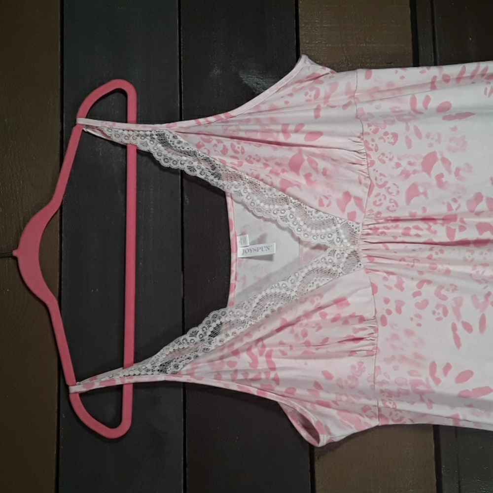 Joyspun 3X Adorable Adj Straps Nightgown Pink Cheetah Print - Picture 4 of 15